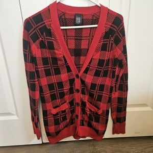 Nollie Red and Black Plaid Cardigan